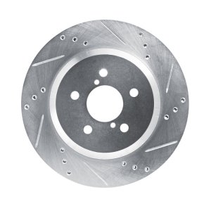 Subaru Crosstrek Brake Rotor (1) - Rear Right - R1 Concepts - Drilled & Slotted - Silver - `19-`23